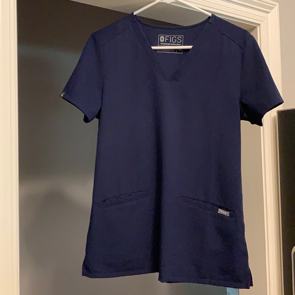 Navy blue fig scrub top